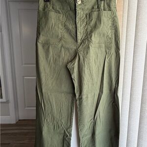 Maeve by Anthropologie Olive The Colette Cropped Wide Leg